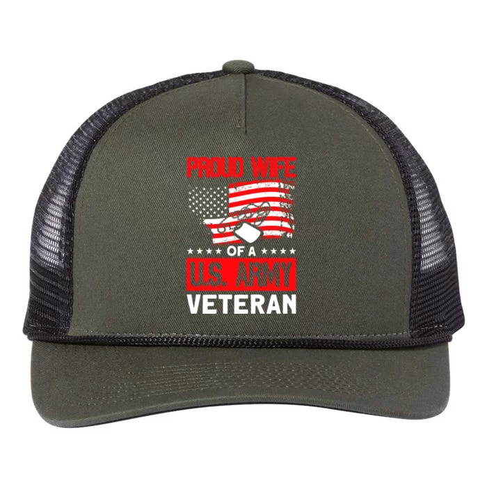 Proud Wife Of A U.S. Army Veteran Soldier Wife Premium Retro Rope Trucker Hat Cap