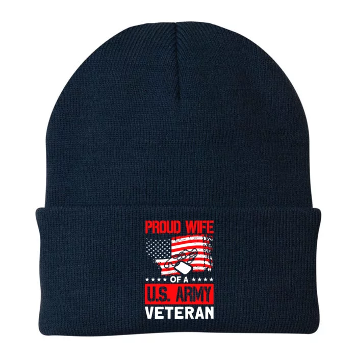 Proud Wife Of A U.S. Army Veteran Soldier Wife Premium Knit Cap Winter Beanie