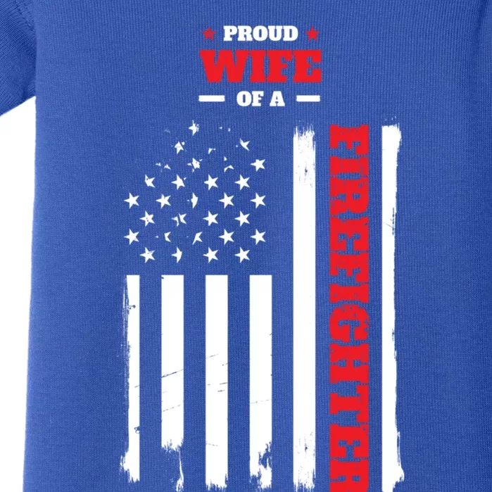 Proud Wife Of A Firefighter Distressed American Flag Cool Gift Baby Bodysuit