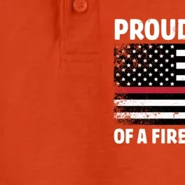 Proud Wife Of A Firefighter Family Thin Red Line Flag Gift Dry Zone Grid Performance Polo