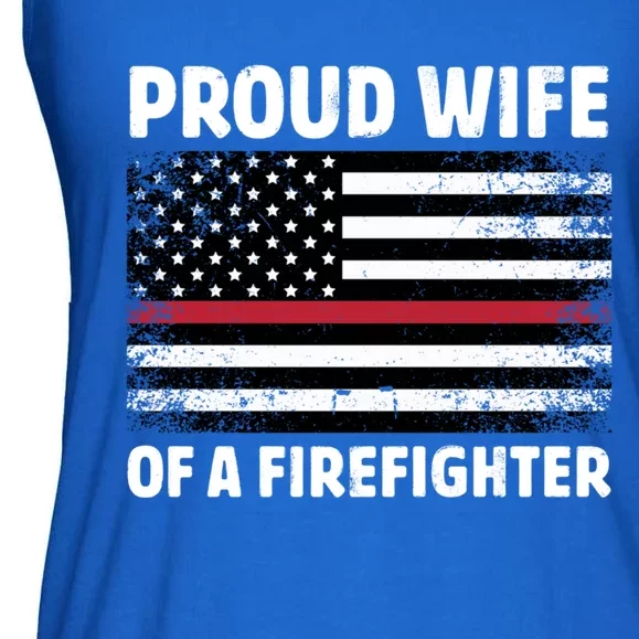 Proud Wife Of A Firefighter Family Thin Red Line Flag Gift Ladies Essential Flowy Tank