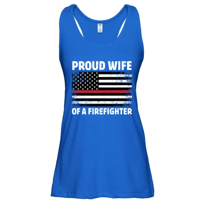 Proud Wife Of A Firefighter Family Thin Red Line Flag Gift Ladies Essential Flowy Tank