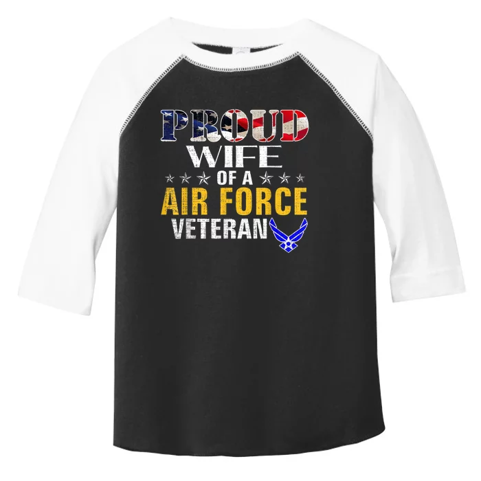 Proud Wife Of A Air Force Veteran American Flag Military Toddler Fine Jersey T-Shirt