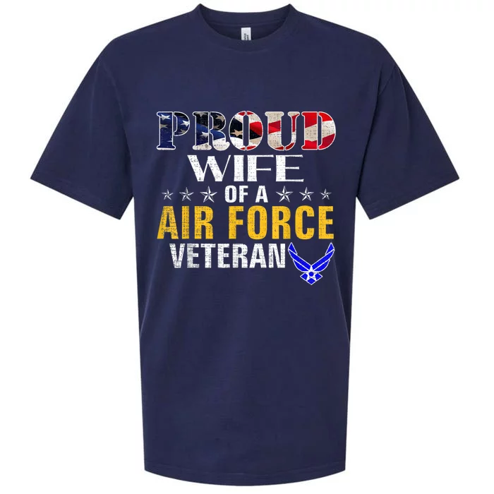 Proud Wife Of A Air Force Veteran American Flag Military Sueded Cloud Jersey T-Shirt