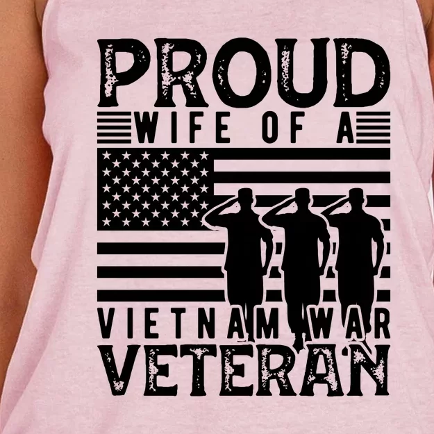 Proud Wife Of A Vietnam War Veteran Memorial Day Gift Women's Knotted Racerback Tank