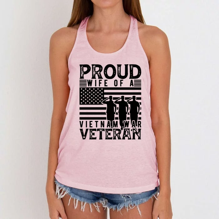 Proud Wife Of A Vietnam War Veteran Memorial Day Gift Women's Knotted Racerback Tank