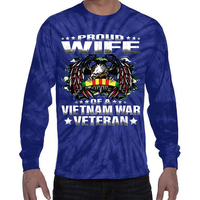 Proud Wife Of A Vietnam War Veteran Military Vets Spouse Tie-Dye Long Sleeve Shirt