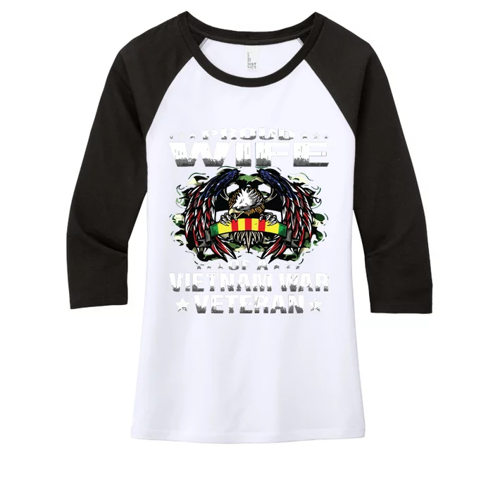 Proud Wife Of A Vietnam War Veteran Military Vets Spouse Women's Tri-Blend 3/4-Sleeve Raglan Shirt