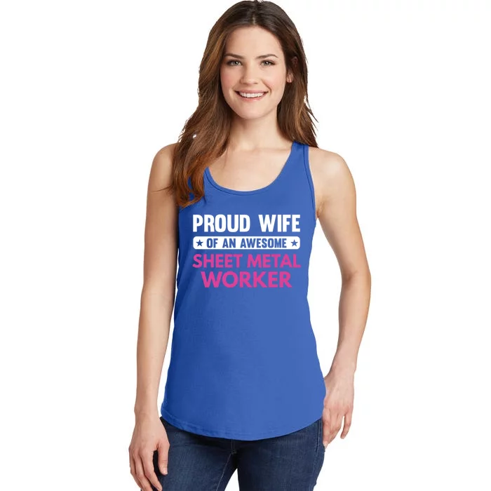 Proud Wife Of An Awesome Sheet Metal Worker Great Gift Ladies Essential Tank