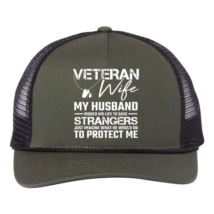 Proud Wife Of A U.S. Army Veteran, Veterans Day Gift Retro Rope Trucker Hat Cap