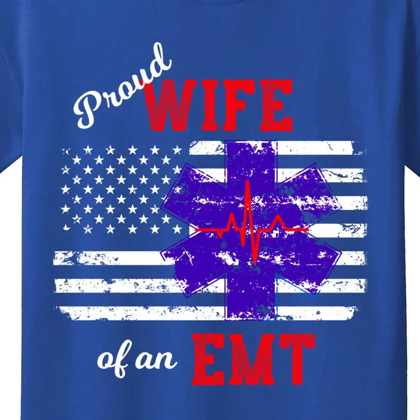 Proud Wife Of An Emt Paramedic Flag Back Print Great Gift Kids T-Shirt