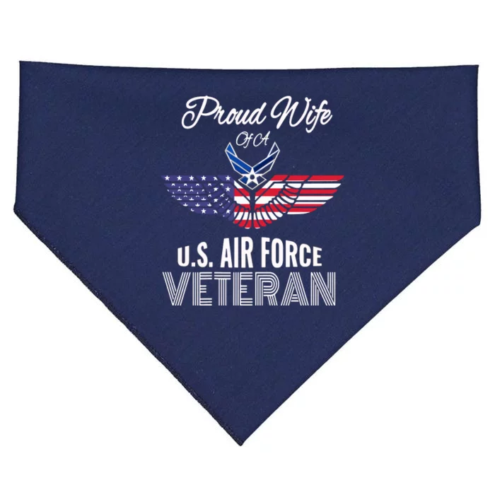 Proud Wife Of US Air Force Veteran Patriotic Military Spouse USA-Made Doggie Bandana