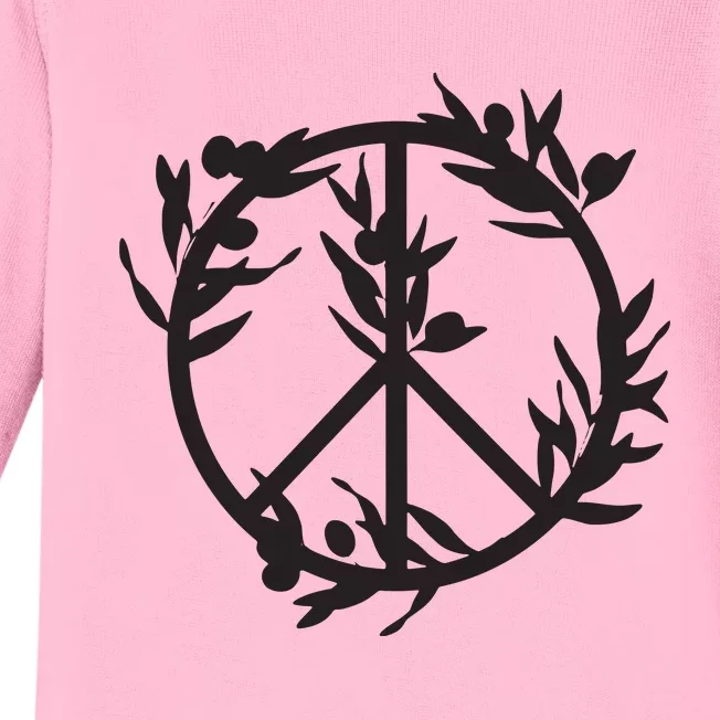 Peace With Olive Branches Fundraiser For Palestine Family Baby Long Sleeve Bodysuit