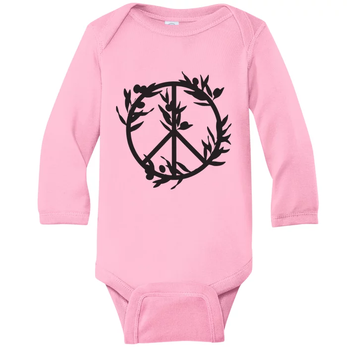 Peace With Olive Branches Fundraiser For Palestine Family Baby Long Sleeve Bodysuit