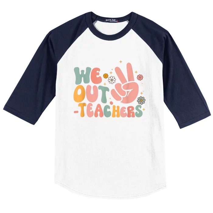 Peace We Out Teacher Happy Last Day Of School Teacher Summer Baseball Sleeve Shirt