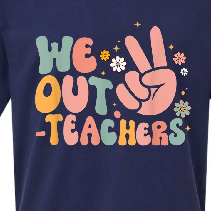 Peace We Out Teacher Happy Last Day Of School Teacher Summer Sueded Cloud Jersey T-Shirt