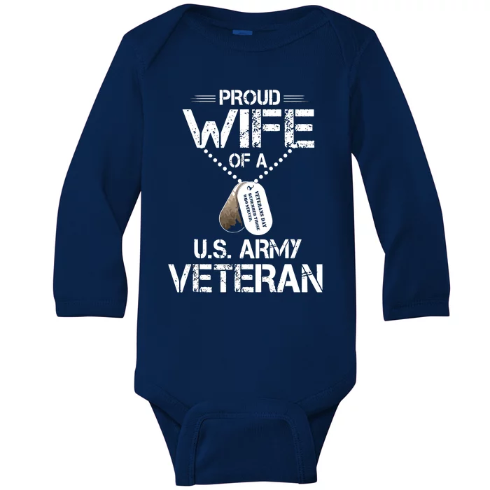 Proud Wife Of A U.S. Army Veteran Baby Long Sleeve Bodysuit