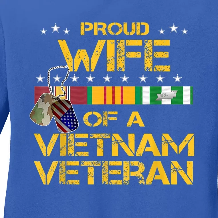 Proud Wife Of A Vietnam Veteran My Husband Is A Hero Gift Ladies Long Sleeve Shirt