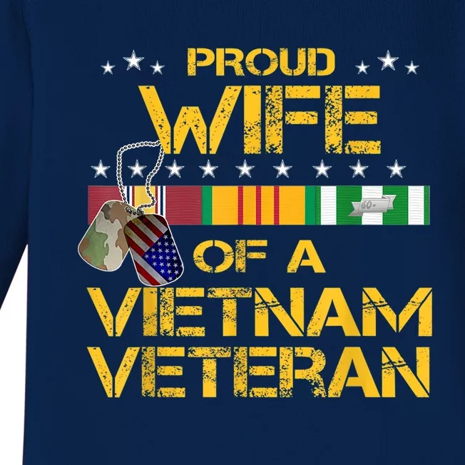 Proud Wife Of A Vietnam Veteran My Husband Is A Hero Gift Baby Long Sleeve Bodysuit