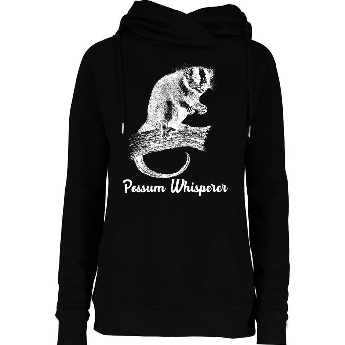 Possum Whisperer, Opossum Lover Womens Funnel Neck Pullover Hood