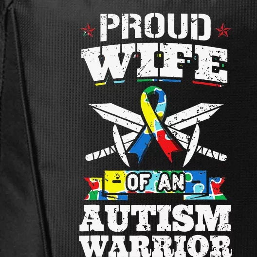 Proud Wife Of An Autism Warrior Autistic Awareness Ribbon City Backpack