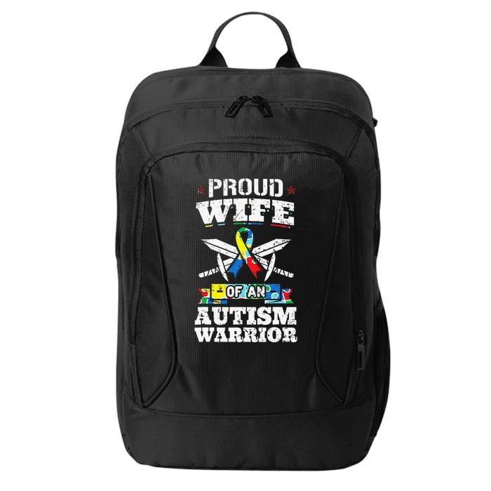 Proud Wife Of An Autism Warrior Autistic Awareness Ribbon City Backpack