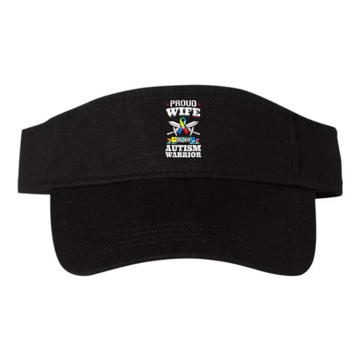 Proud Wife Of An Autism Warrior Autistic Awareness Ribbon Valucap Bio-Washed Visor