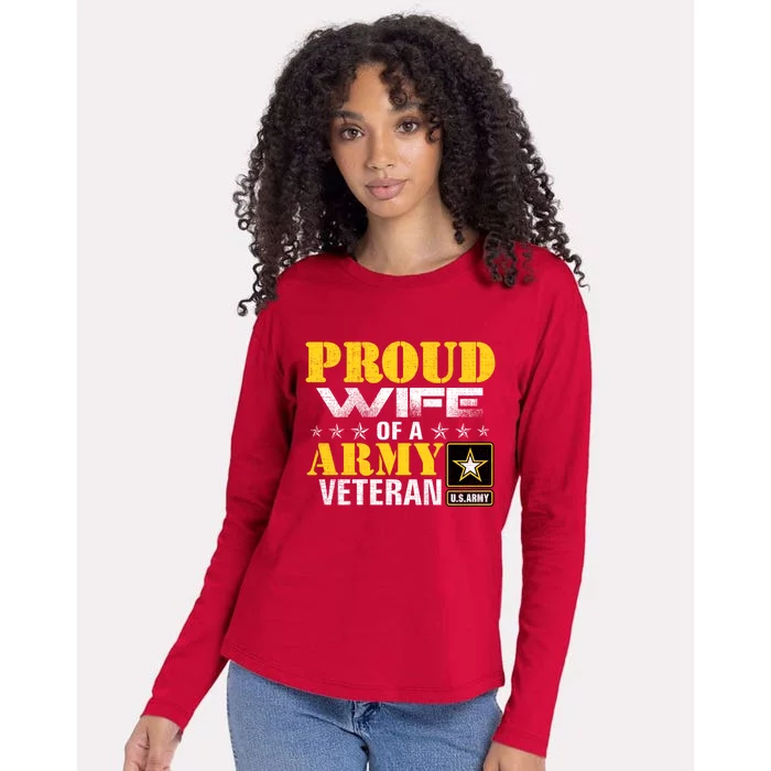 Proud Wife Of A Army Veteran American Gift Womens Cotton Relaxed Long Sleeve T-Shirt