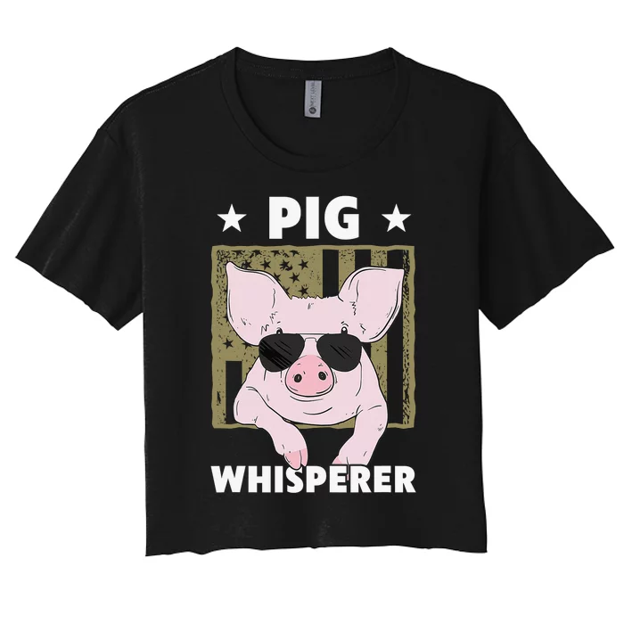 Pig Whisperer Pig Hog Farmer Women's Crop Top Tee