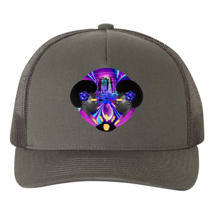 Psychedelic Woman Photographic Collage Yupoong Adult 5-Panel Trucker Hat