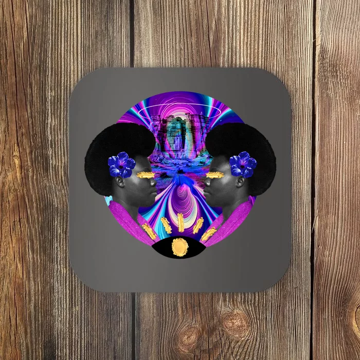 Psychedelic Woman Photographic Collage Coaster