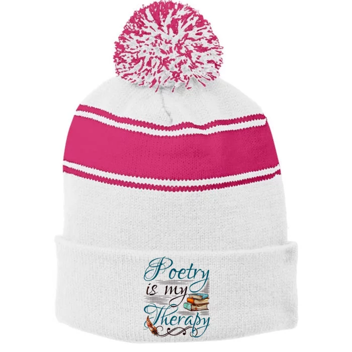 Poem Writer Poet Literacy English Stripe Pom Pom Beanie