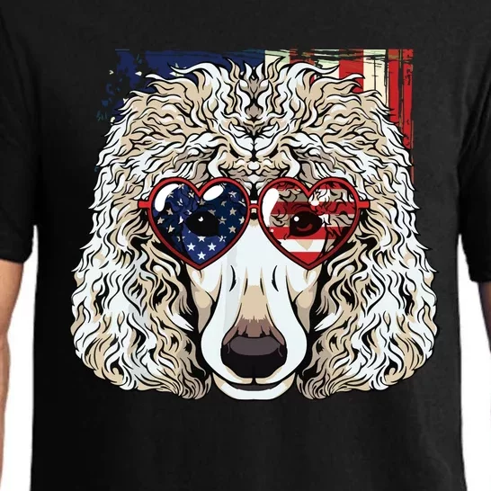 Patriotic White Poodle 4th Of July Dog American Flag Hat Pajama Set