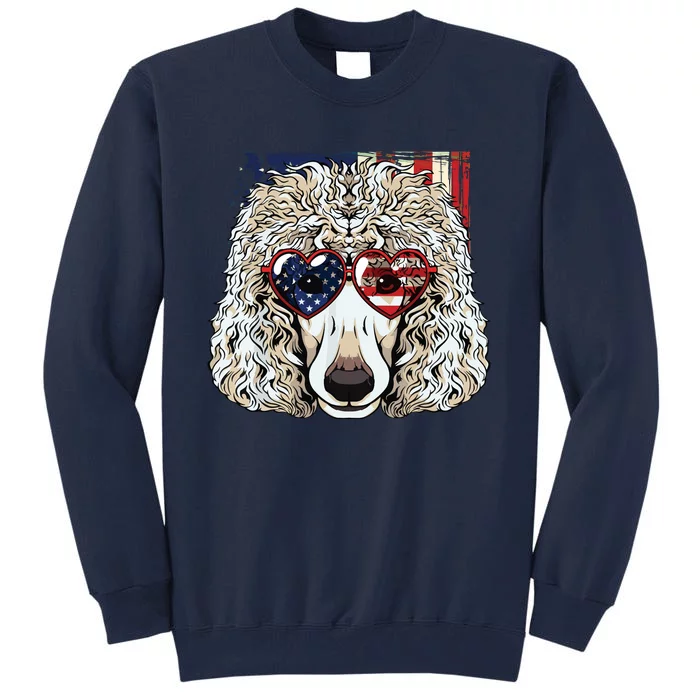 Patriotic White Poodle 4th Of July Dog American Flag Hat Tall Sweatshirt