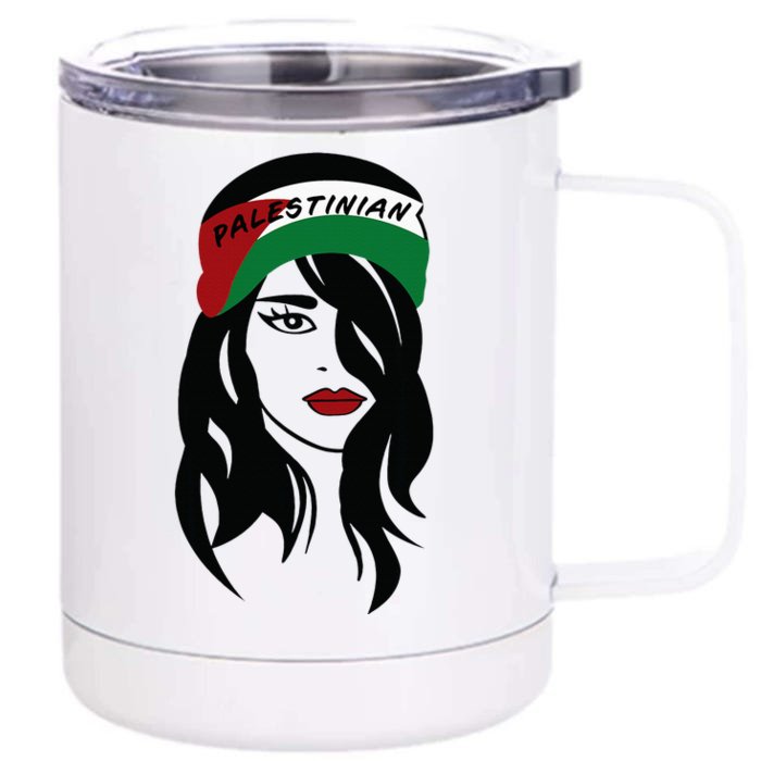 Palestinian Women Palestine Flag Palestinians Woman Scarf Front & Back 12oz Stainless Steel Tumbler Cup