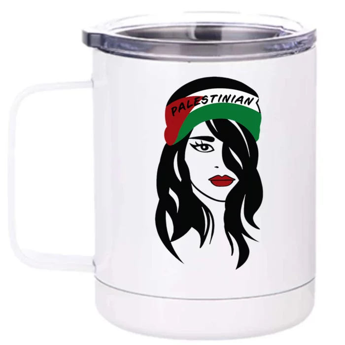 Palestinian Women Palestine Flag Palestinians Woman Scarf Front & Back 12oz Stainless Steel Tumbler Cup