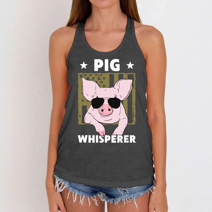 Pig Whisperer Pig Design For Men Hog Farmer Women's Knotted Racerback Tank