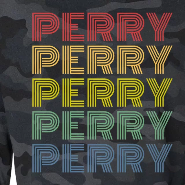 Perry Wordmark Pattern Personalized Name Retro Premium Cropped Pullover Crew