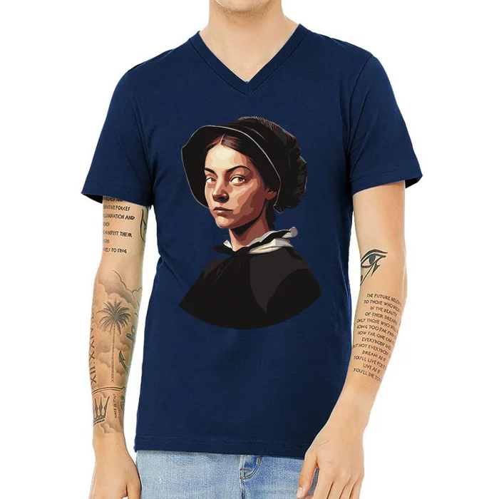 Pilgrim Woman Painting V-Neck T-Shirt