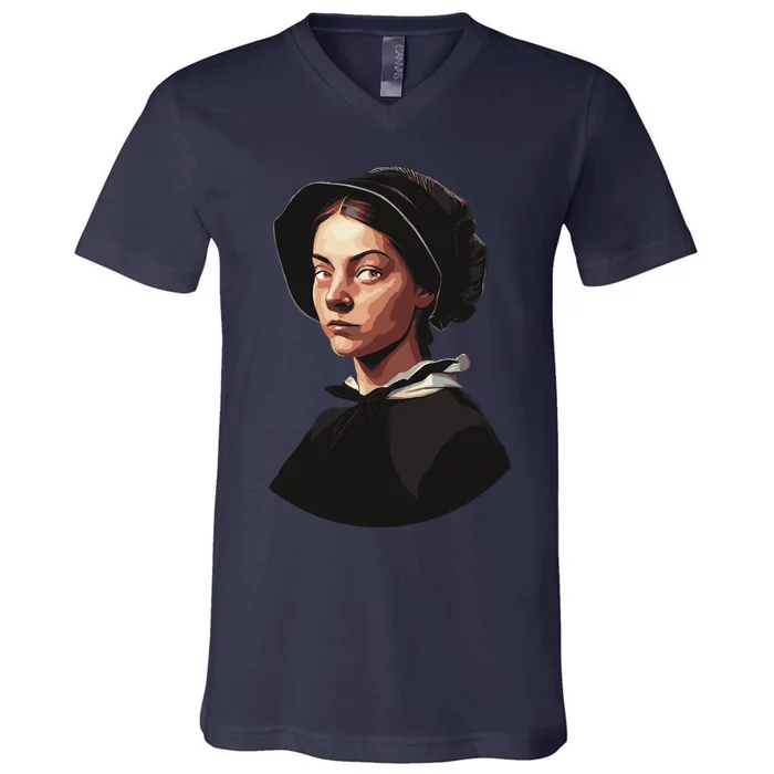 Pilgrim Woman Painting V-Neck T-Shirt