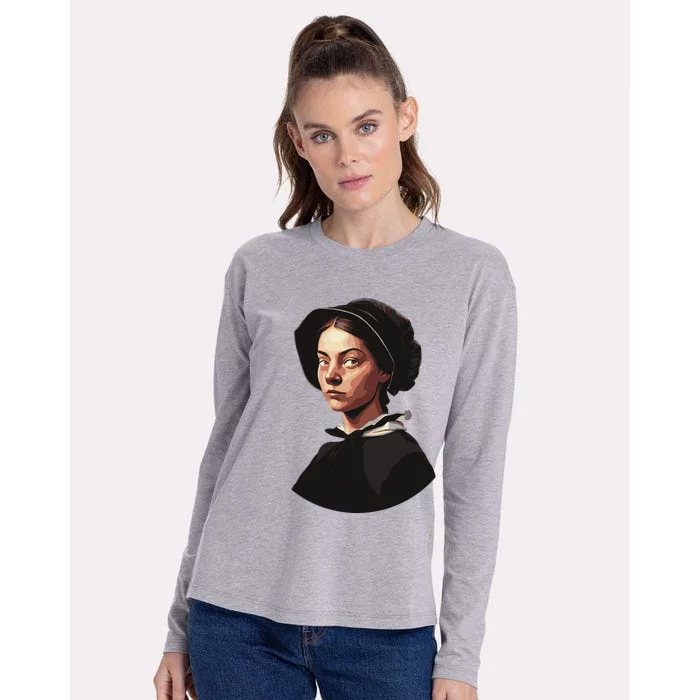 Pilgrim Woman Painting Womens Cotton Relaxed Long Sleeve T-Shirt