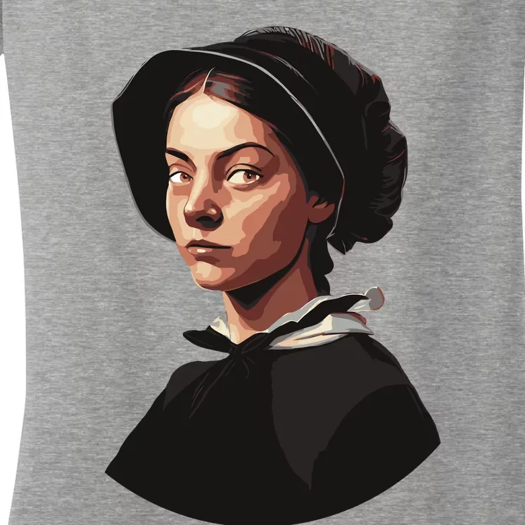 Pilgrim Woman Painting Women's V-Neck T-Shirt