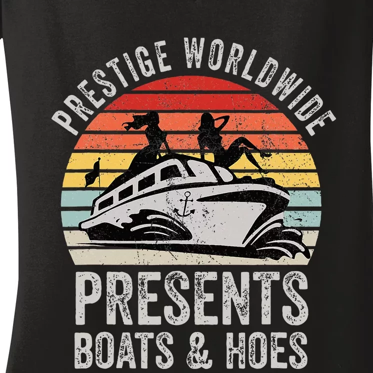 Prestige Worldwide Presents Boats And Hoes Women's V-Neck T-Shirt