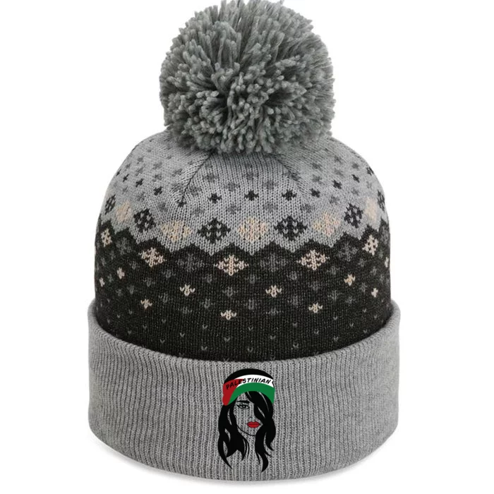 Palestinian Woman Palestine Flag Palestinians Woman Scarf The Baniff Cuffed Pom Beanie