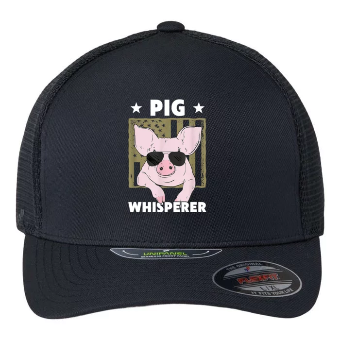 Pig Whisperer Pig Design For Hog Farmer Flexfit Unipanel Trucker Cap