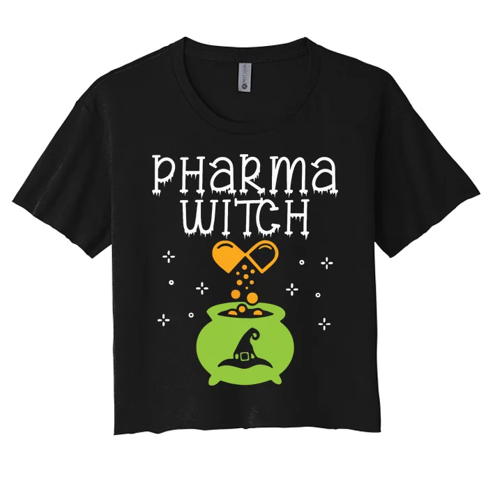 Pharmacy Witch Pharmacist Halloween Costume Pharmacy Pills Women's Crop Top Tee