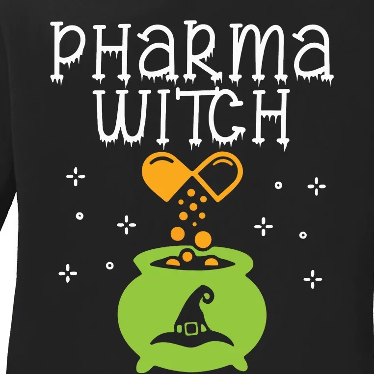 Pharmacy Witch Pharmacist Halloween Costume Pharmacy Pills Ladies Long Sleeve Shirt