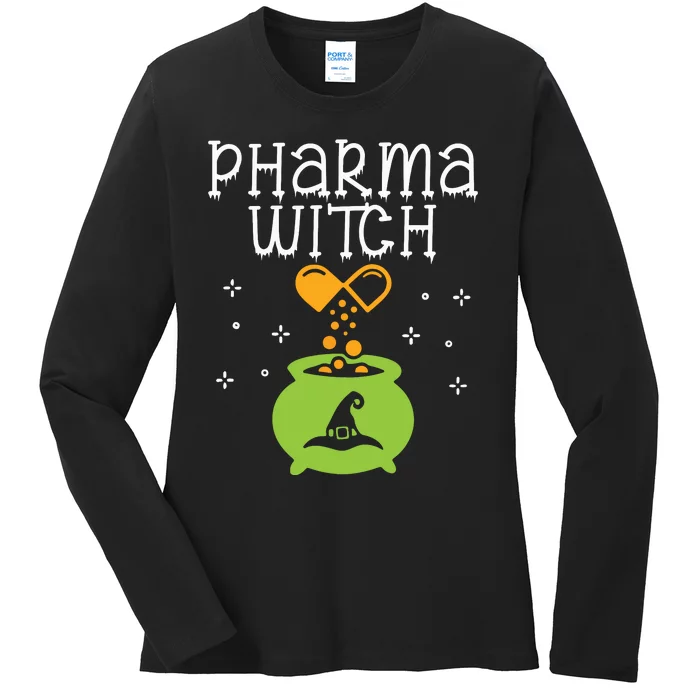 Pharmacy Witch Pharmacist Halloween Costume Pharmacy Pills Ladies Long Sleeve Shirt