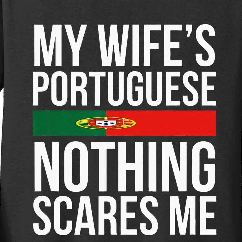 Portuguese Wife Portugal Husband Anniversary Wedding Gift Kids Long Sleeve Shirt