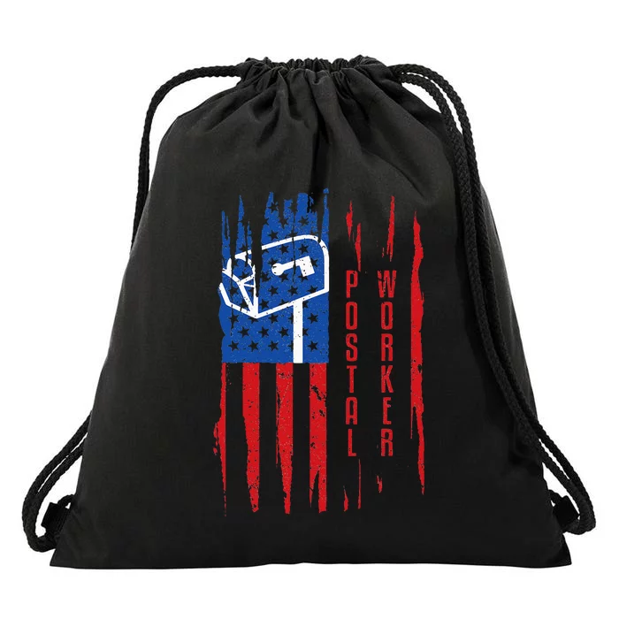 Postal Worker Patriotic US Post Mail Carrier Man Drawstring Bag